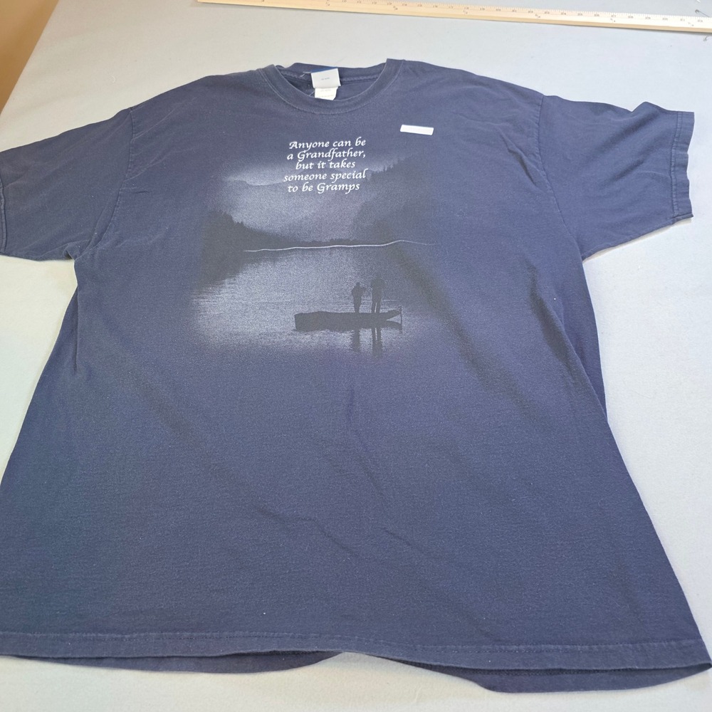 TSI Sportswear Gramps Grandfather Fishing Navy Blue Graphic T-Shirt Mens 2XL